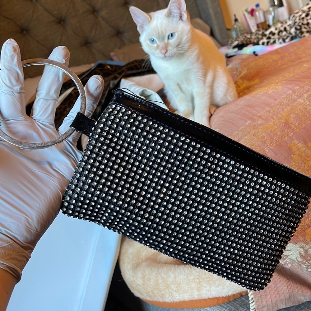 Black gemstone wristlet /clutch